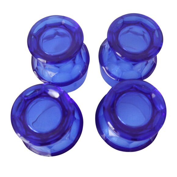 4 Vintage Viking Glass Georgian Hexagon Cobalt Blue Rocks Glasses - Picture 5 of 5